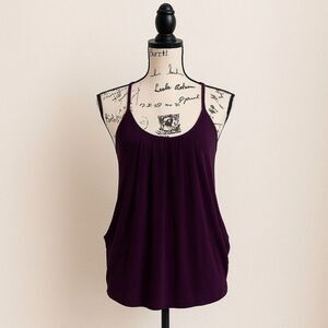 R Jean Purple Crochet Back Tank Top | Juniors Size Large | Flowy Sleeveless Blou
